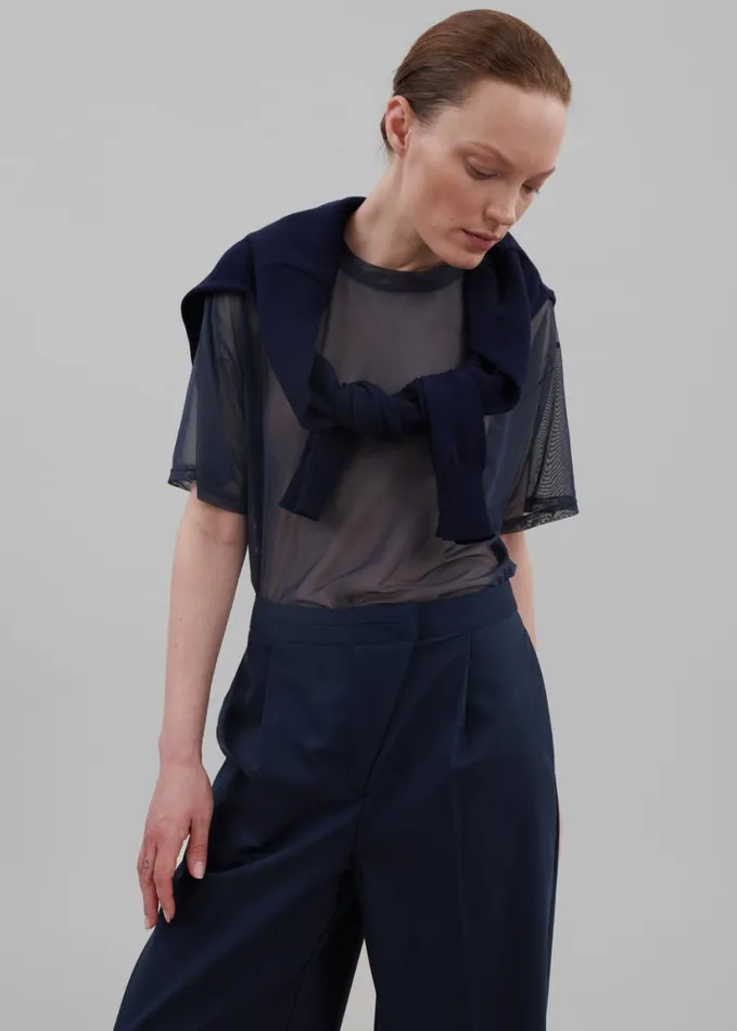 Tops Women The Frankie Shop Ramy Mesh Tee 8211 Navy