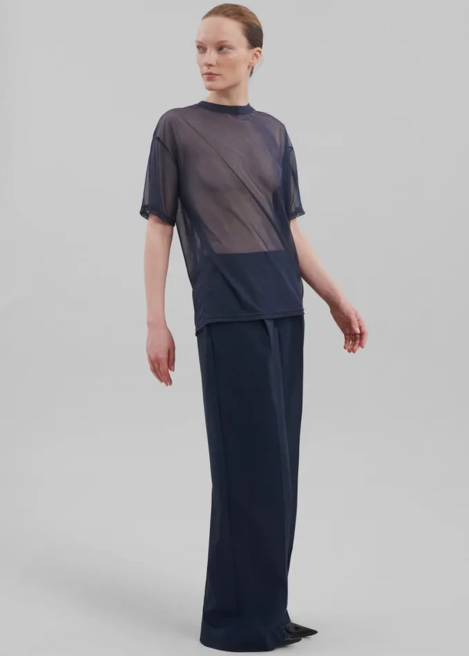 Tops Women The Frankie Shop Ramy Mesh Tee 8211 Navy
