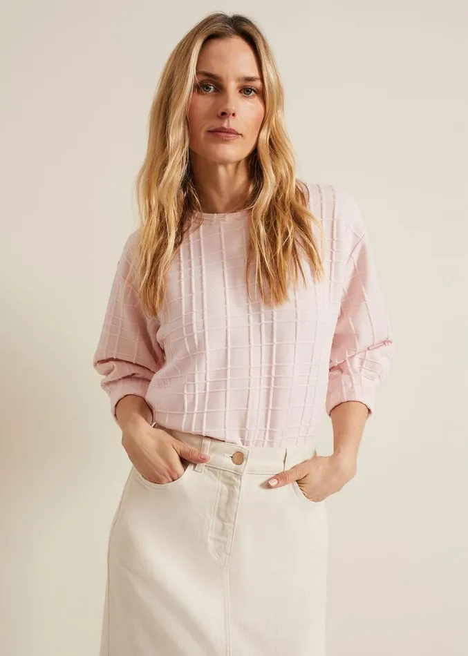 Tracy Check Textured Top Pink Women Phase Eight Tops and TShirts