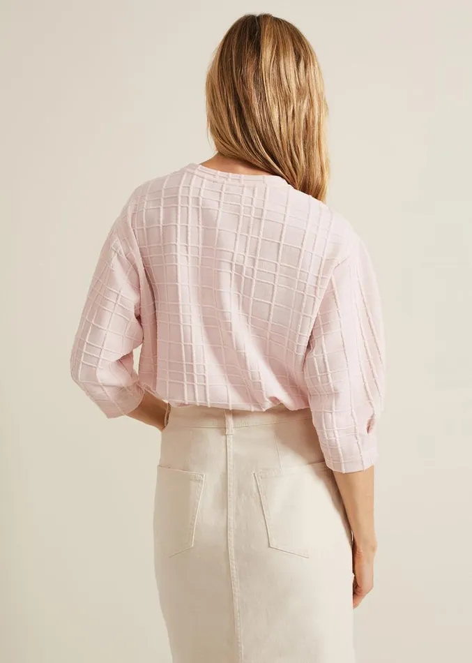 Tracy Check Textured Top Pink Women Phase Eight Tops and TShirts