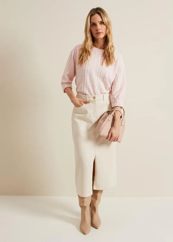 Tracy Check Textured Top Pink Women Phase Eight Tops and TShirts