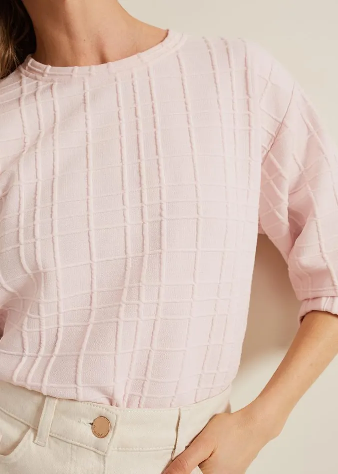 Tracy Check Textured Top Pink Women Phase Eight Tops and TShirts