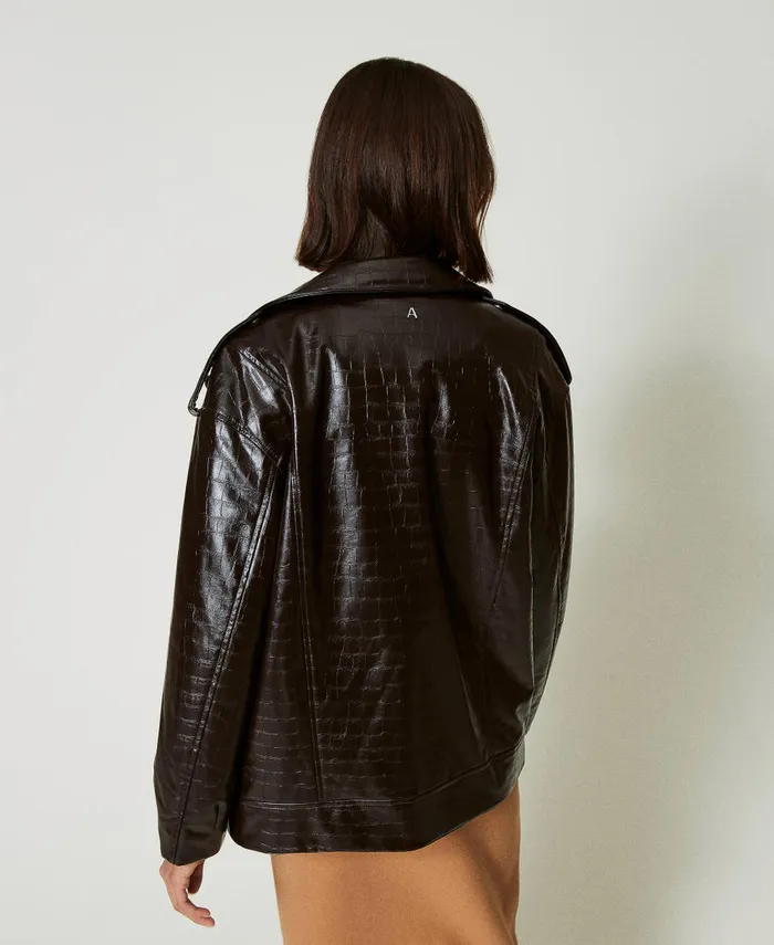 Twinset Animal Print Biker Jacket Mol Brown Women Jackets And Outerwear Twinset Animal Print Biker Jacket Mol Brown Women Jackets And Outerwear