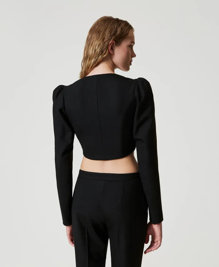 Twinset Bustier Top With Embroidery Black Women TShirts And Tops Twinset Bustier Top With Embroidery Black Women TShirts And Tops