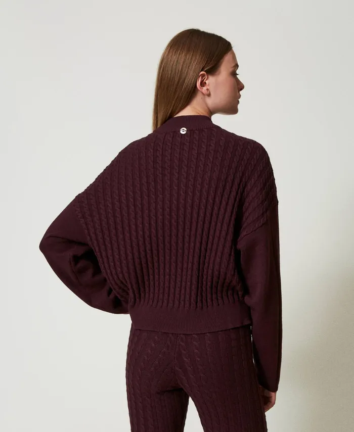 Twinset Cable Knit Turtleneck Jumper With Rhinestones Potent Purple Women Jumpers And Cardigans Twinset Cable Knit Turtleneck Jumper With Rhinestones Potent Purple Women Jumpers And Cardigans