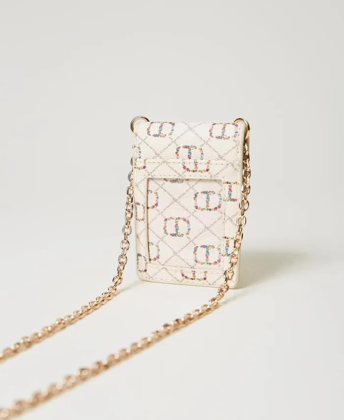 Twinset Card Holder With Shoulder Strap And Oval T Flower Oval T And Twinset Ivory Women Wallets And Keyrings Twinset Card Holder With Shoulder Strap And Oval T Flower Oval T And Twinset Ivory Women Wallets And Keyrings