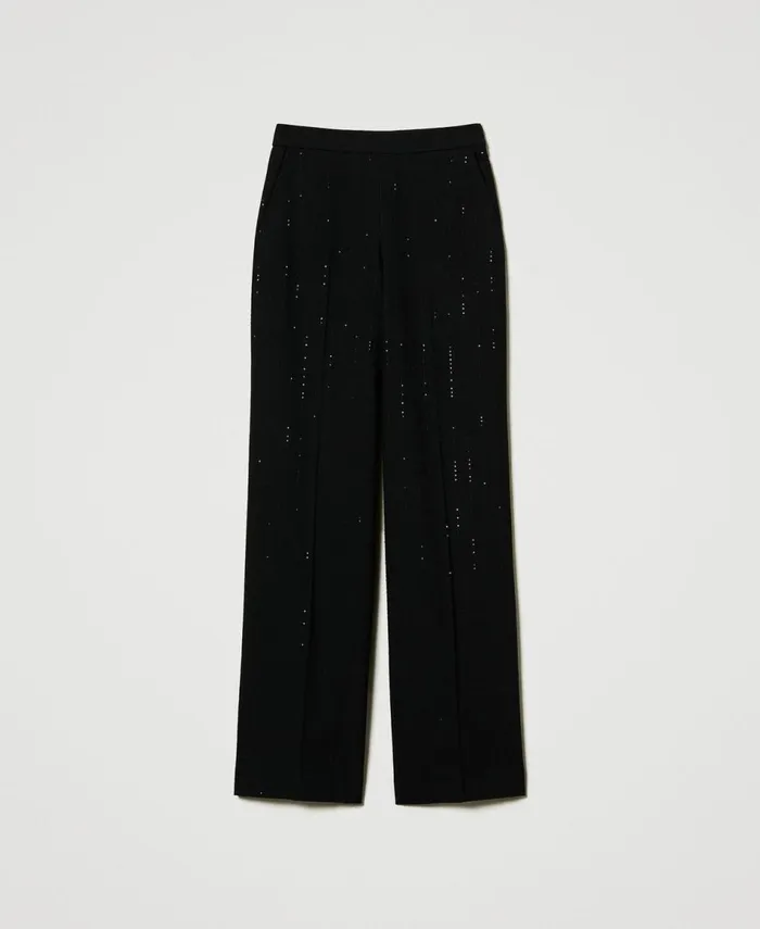 Twinset Cloth Trousers With Sequins Black Women Suits And Sets Twinset Cloth Trousers With Sequins Black Women Suits And Sets