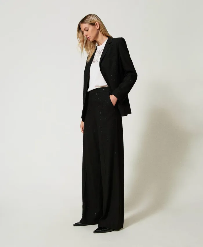Twinset Cloth Trousers With Sequins Black Women Suits And Sets Twinset Cloth Trousers With Sequins Black Women Suits And Sets