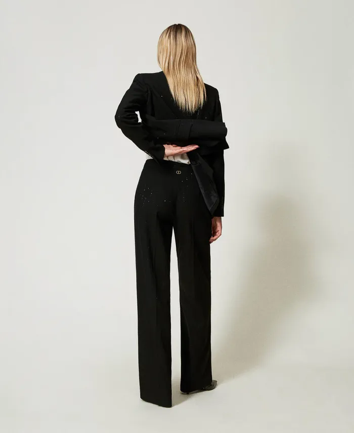 Twinset Cloth Trousers With Sequins Black Women Suits And Sets Twinset Cloth Trousers With Sequins Black Women Suits And Sets