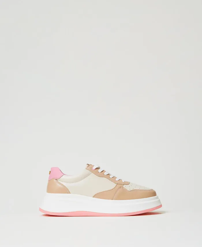 Twinset Colour Block Trainers Twotone Optical White Prism Pink Women Trainers