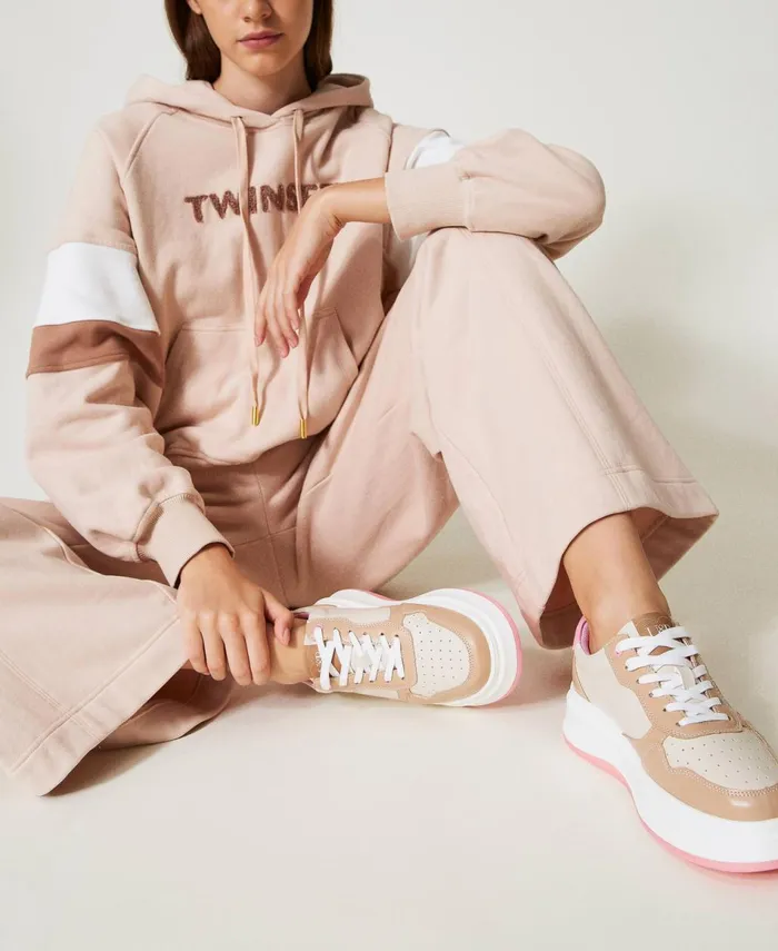 Twinset Colour Block Trainers Twotone Optical White Prism Pink Women Trainers Twinset Colour Block Trainers Twotone Optical White Prism Pink Women Trainers