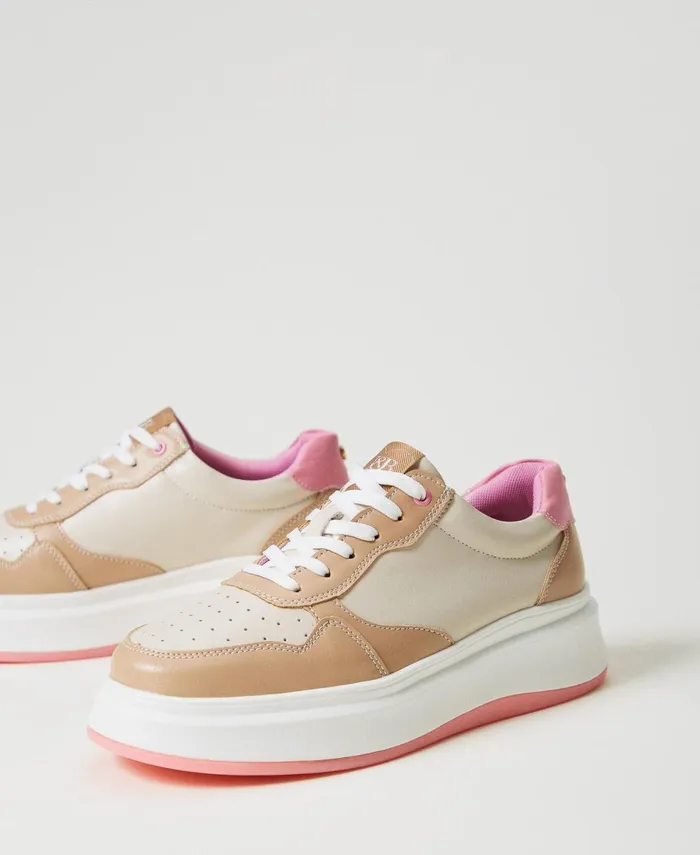 Twinset Colour Block Trainers Twotone Optical White Prism Pink Women Trainers Twinset Colour Block Trainers Twotone Optical White Prism Pink Women Trainers