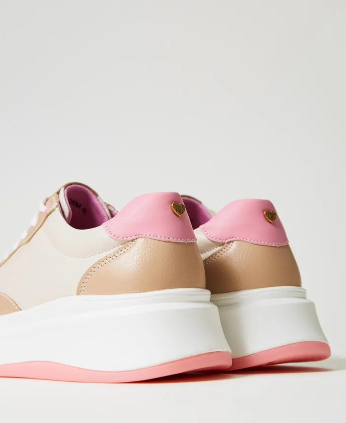 Twinset Colour Block Trainers Twotone Optical White Prism Pink Women Trainers Twinset Colour Block Trainers Twotone Optical White Prism Pink Women Trainers