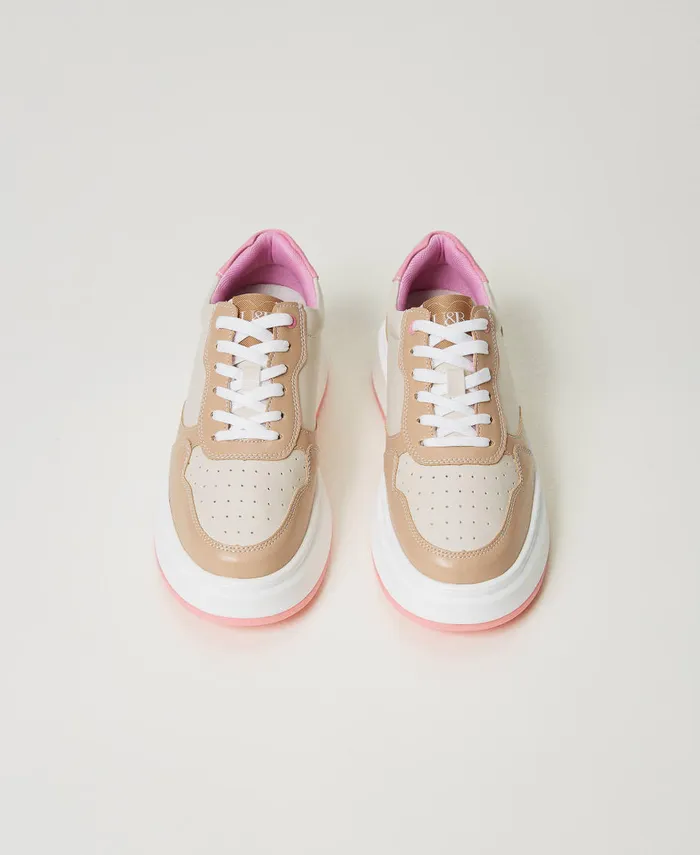 Twinset Colour Block Trainers Twotone Optical White Prism Pink Women Trainers Twinset Colour Block Trainers Twotone Optical White Prism Pink Women Trainers
