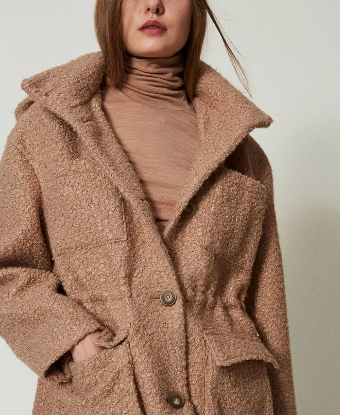 Twinset Curly Wool Cloth Parka Coat Beaver Brown Women Jackets And Outerwear Twinset Curly Wool Cloth Parka Coat Beaver Brown Women Jackets And Outerwear