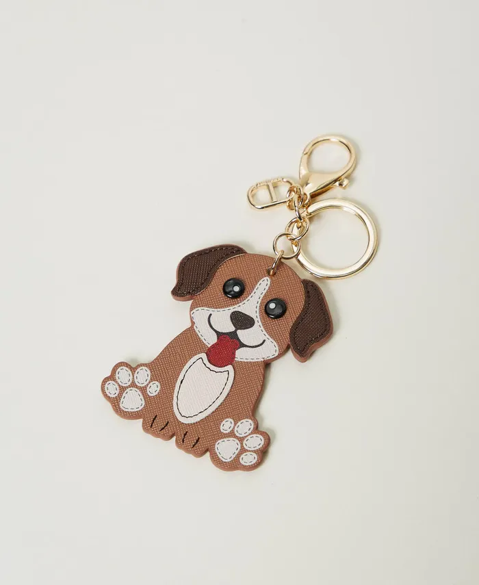 Twinset Dog Keyring With Oval T Chocolate Malt Women Wallets And Keyrings