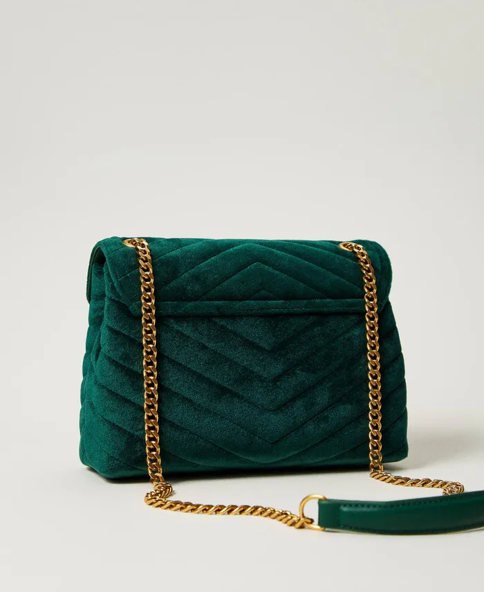 Twinset Dreamy039 Medium Velvet Shoulder Bag Monstera Green Women Handbags Twinset Dreamy039 Medium Velvet Shoulder Bag Monstera Green Women Handbags