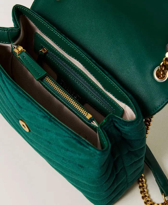 Twinset Dreamy039 Medium Velvet Shoulder Bag Monstera Green Women Handbags Twinset Dreamy039 Medium Velvet Shoulder Bag Monstera Green Women Handbags