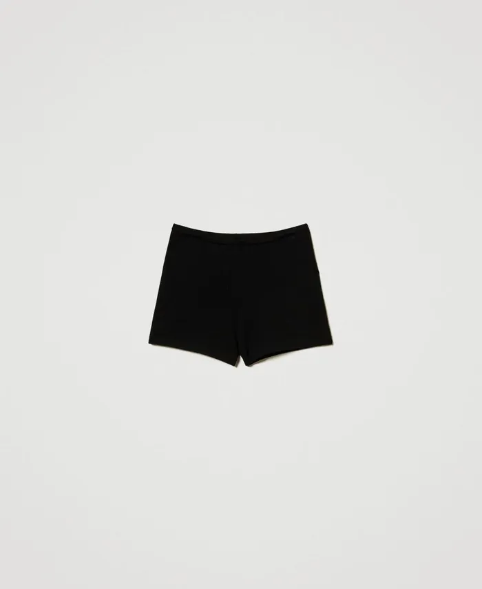 Twinset Fitted Knit Shorts Black Women Suits And Sets Twinset Fitted Knit Shorts Black Women Suits And Sets