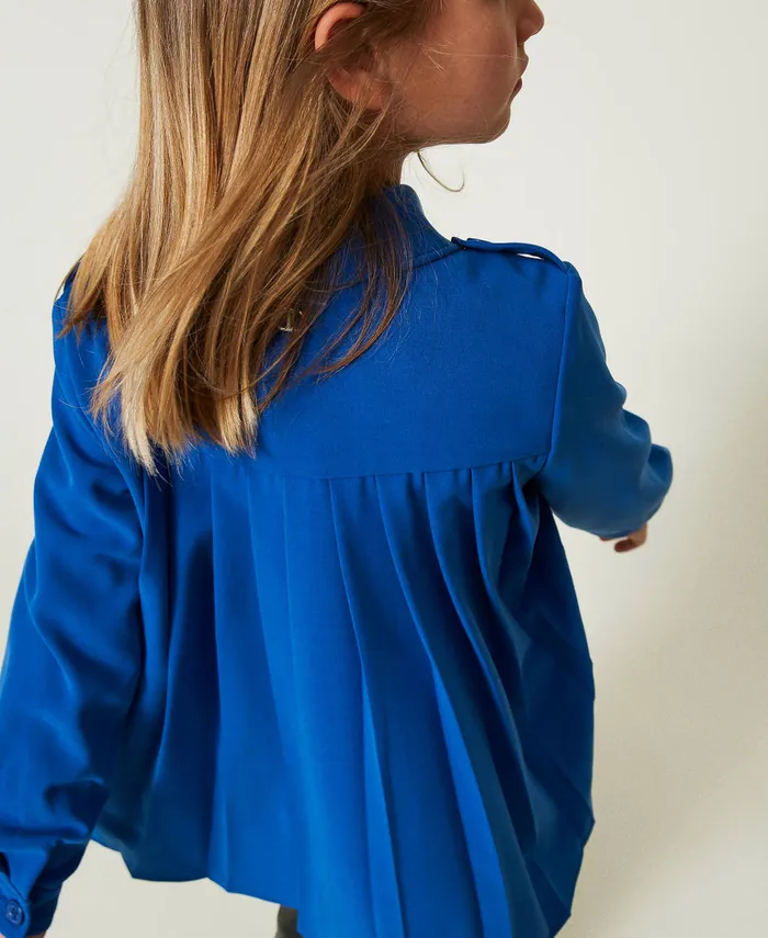 Twinset Flannel Overshirt Surf Blue Girl Jackets And Outerwear Twinset Flannel Overshirt Surf Blue Girl Jackets And Outerwear