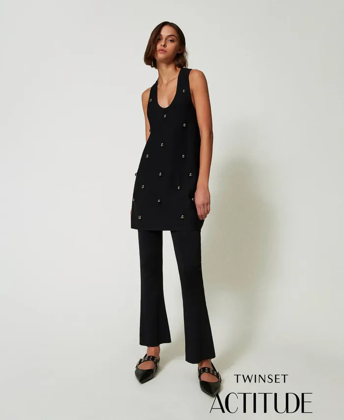 Twinset Flared Knit Trousers Black Women Suits And Sets