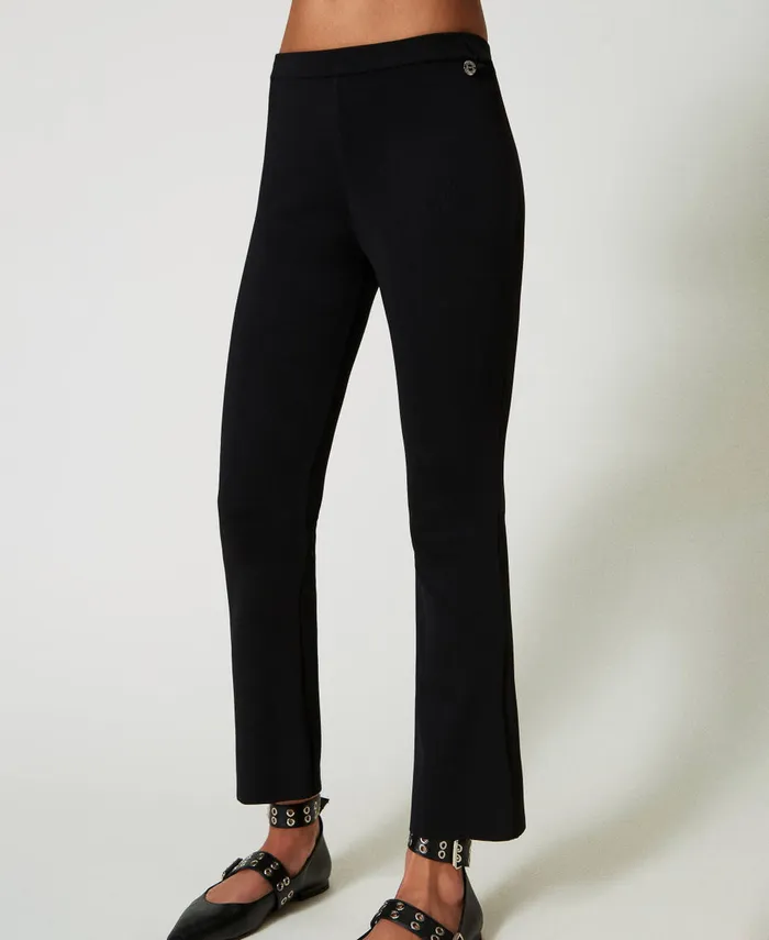 Twinset Flared Knit Trousers Black Women Suits And Sets Twinset Flared Knit Trousers Black Women Suits And Sets