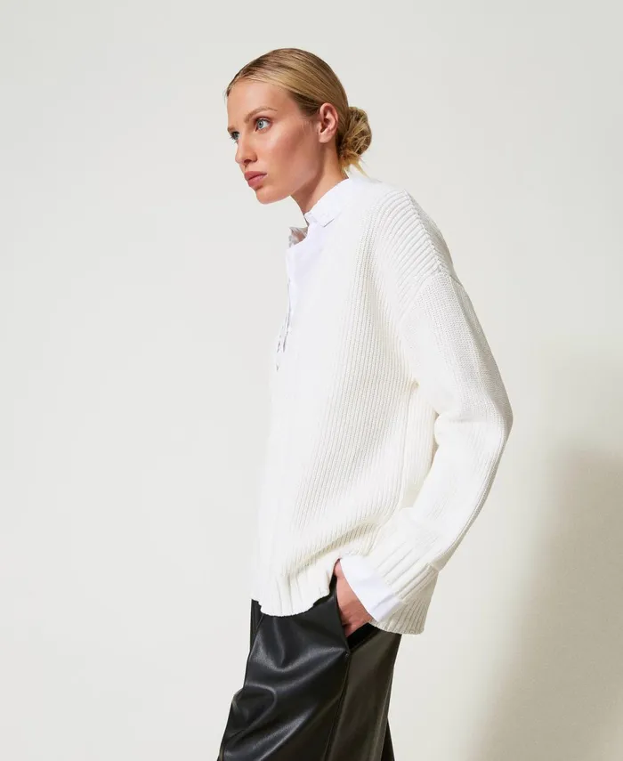 Twinset Jumper With Mock Shirt Mother Of Pearl Women Jumpers And Cardigans Twinset Jumper With Mock Shirt Mother Of Pearl Women Jumpers And Cardigans