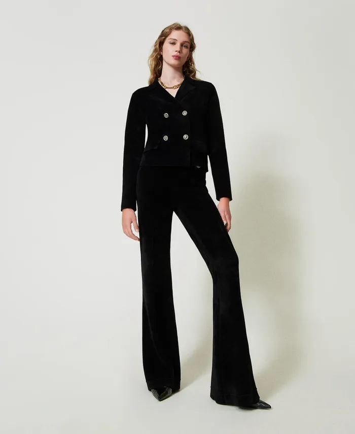 Twinset Knit Jacket With Oval T Buttons Black Women Jackets And Outerwear Twinset Knit Jacket With Oval T Buttons Black Women Jackets And Outerwear