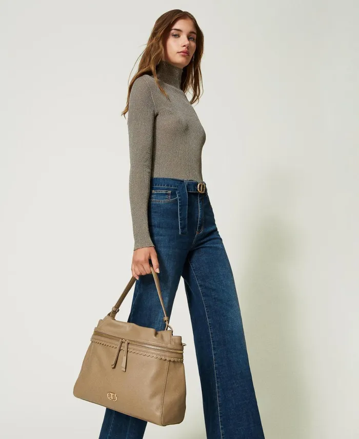 Twinset Large Ccile Top Handle Bag Light Taupe Grey Women Handbags Twinset Large Ccile Top Handle Bag Light Taupe Grey Women Handbags