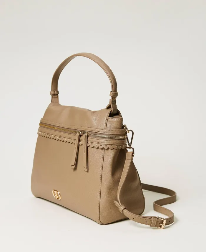 Twinset Large Ccile Top Handle Bag Light Taupe Grey Women Handbags Twinset Large Ccile Top Handle Bag Light Taupe Grey Women Handbags