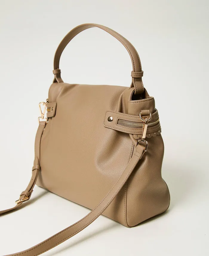 Twinset Large Ccile Top Handle Bag Light Taupe Grey Women Handbags Twinset Large Ccile Top Handle Bag Light Taupe Grey Women Handbags