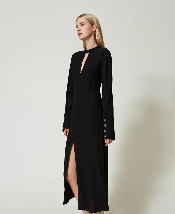 Twinset Long Crpe Georgette Dress Black Women Dresses