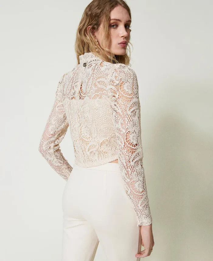 Twinset Macram Lace Cropped Blouse Old White Women Blouses And Shirts Twinset Macram Lace Cropped Blouse Old White Women Blouses And Shirts