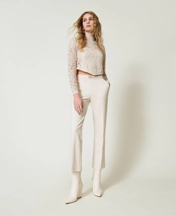 Twinset Macram Lace Cropped Blouse Old White Women Blouses And Shirts Twinset Macram Lace Cropped Blouse Old White Women Blouses And Shirts