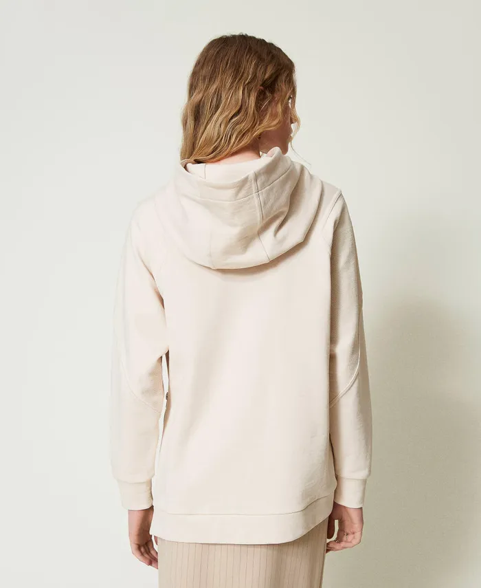 Twinset Maxi Hoodie With Logo Old White Women Sweatshirts Twinset Maxi Hoodie With Logo Old White Women Sweatshirts