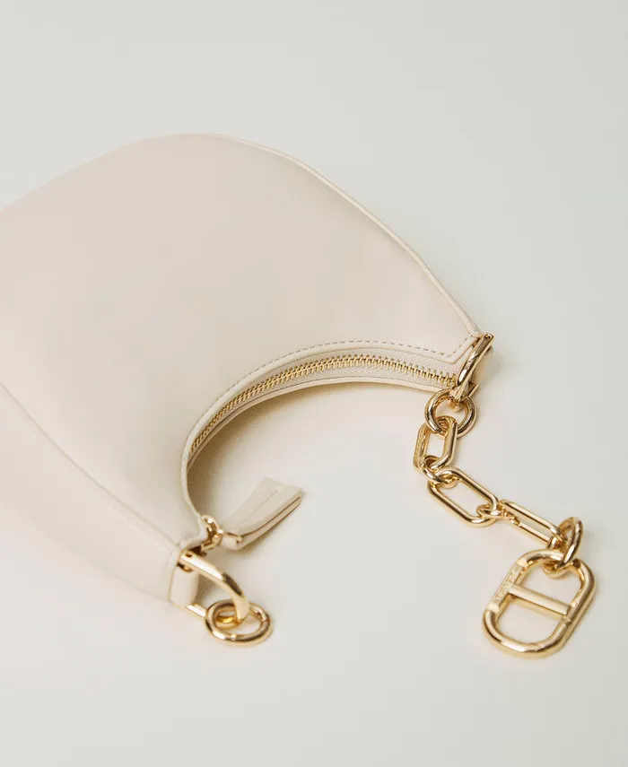 Twinset Mini Croissant Bag With Oval T Closure Old White Women Handbags Twinset Mini Croissant Bag With Oval T Closure Old White Women Handbags