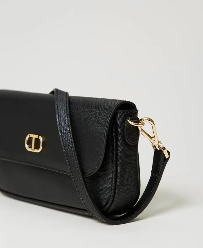 Twinset Mini Shoulder Bag With Oval T Black Women Mini Bags Twinset Mini Shoulder Bag With Oval T Black Women Mini Bags
