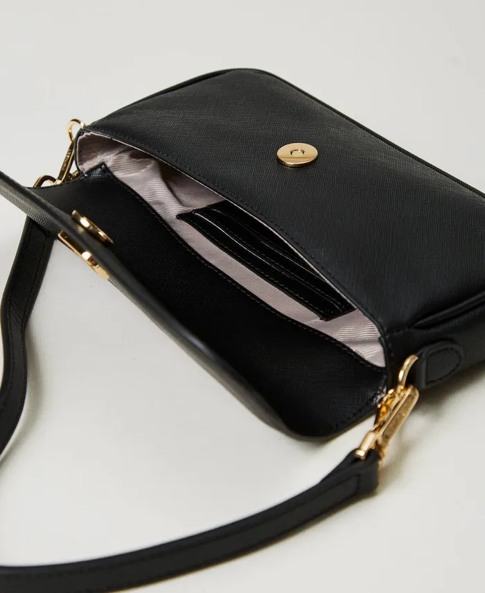 Twinset Mini Shoulder Bag With Oval T Black Women Mini Bags Twinset Mini Shoulder Bag With Oval T Black Women Mini Bags
