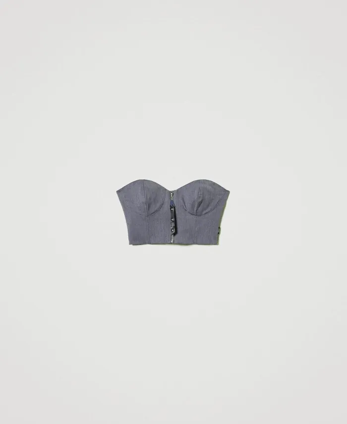 Twinset Myfo Bustier With Embroidery Mid Melange Grey Women TShirts And Tops Twinset Myfo Bustier With Embroidery Mid Melange Grey Women TShirts And Tops