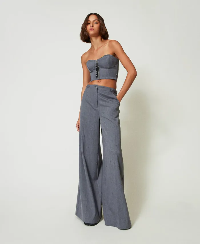 Twinset Myfo Bustier With Embroidery Mid Melange Grey Women TShirts And Tops Twinset Myfo Bustier With Embroidery Mid Melange Grey Women TShirts And Tops