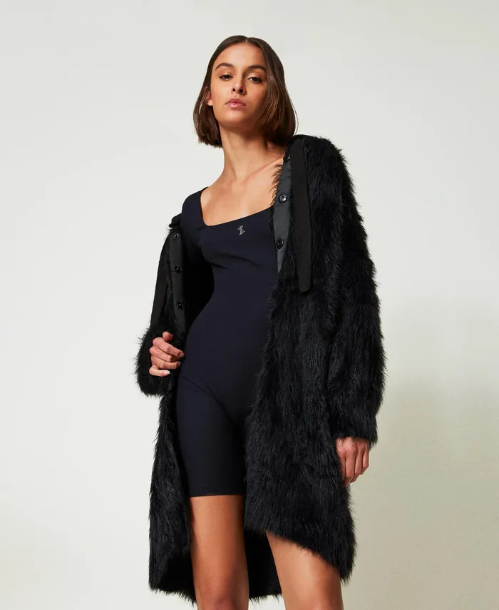 Twinset Myfo Short Ribbed Jumpsuit With Logo Black Women Dresses Twinset Myfo Short Ribbed Jumpsuit With Logo Black Women Dresses