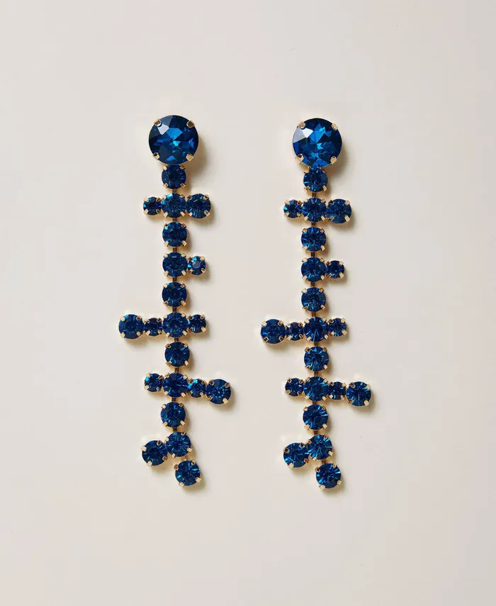 Twinset Pendant Earrings With Rhinestones Malibu Blue Women Jewellery