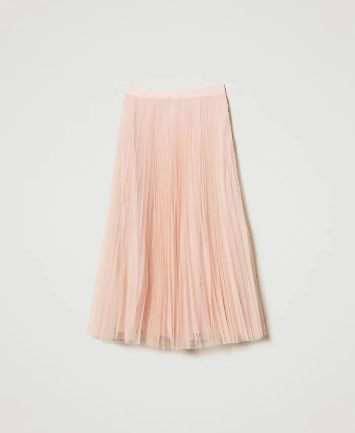 Twinset Pleated Tulle Long Skirt Light Nude Women Skirts Twinset Pleated Tulle Long Skirt Light Nude Women Skirts