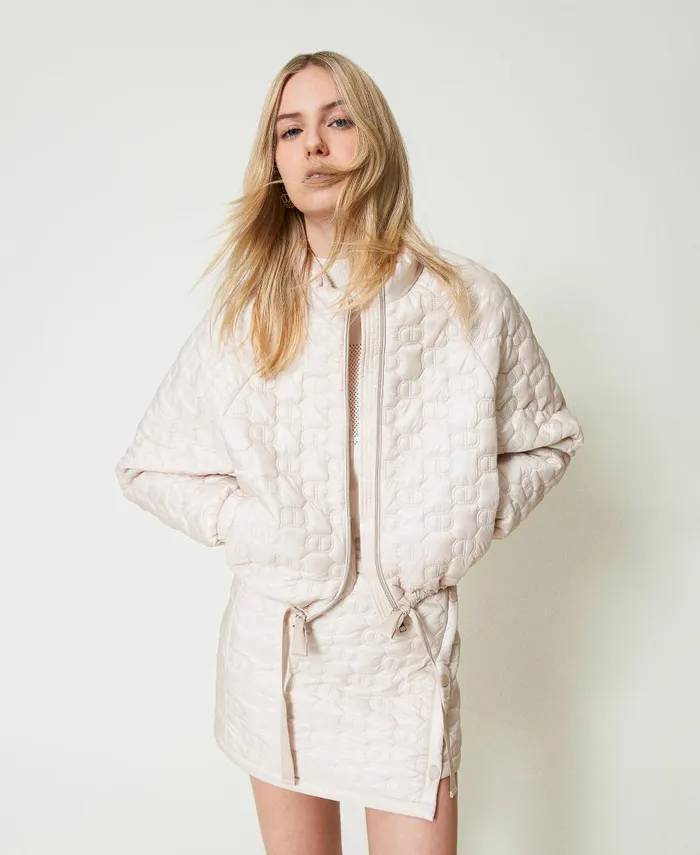 Twinset Quilted Puffer Jacket With Oval T Old White Women Jackets And Outerwear