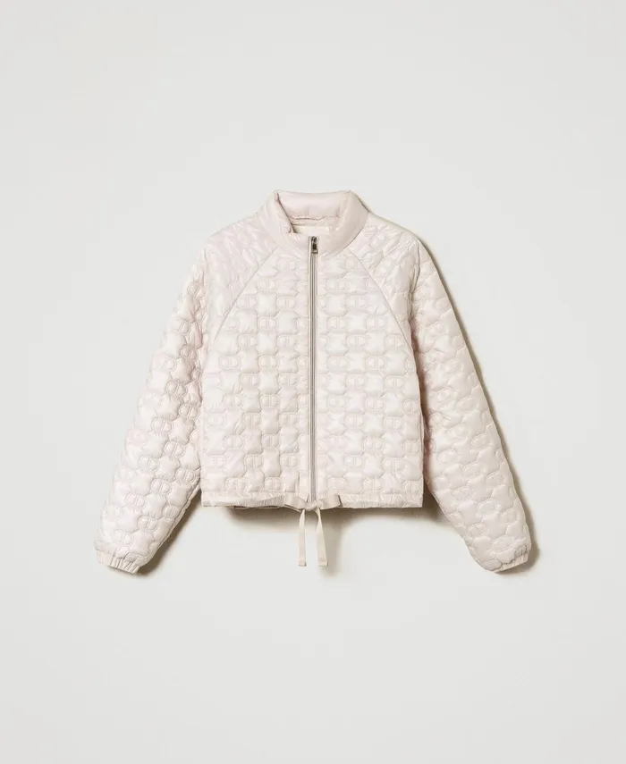 Twinset Quilted Puffer Jacket With Oval T Old White Women Jackets And Outerwear Twinset Quilted Puffer Jacket With Oval T Old White Women Jackets And Outerwear