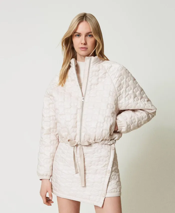 Twinset Quilted Puffer Jacket With Oval T Old White Women Jackets And Outerwear Twinset Quilted Puffer Jacket With Oval T Old White Women Jackets And Outerwear