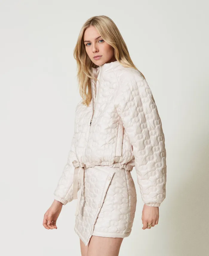 Twinset Quilted Puffer Jacket With Oval T Old White Women Jackets And Outerwear Twinset Quilted Puffer Jacket With Oval T Old White Women Jackets And Outerwear