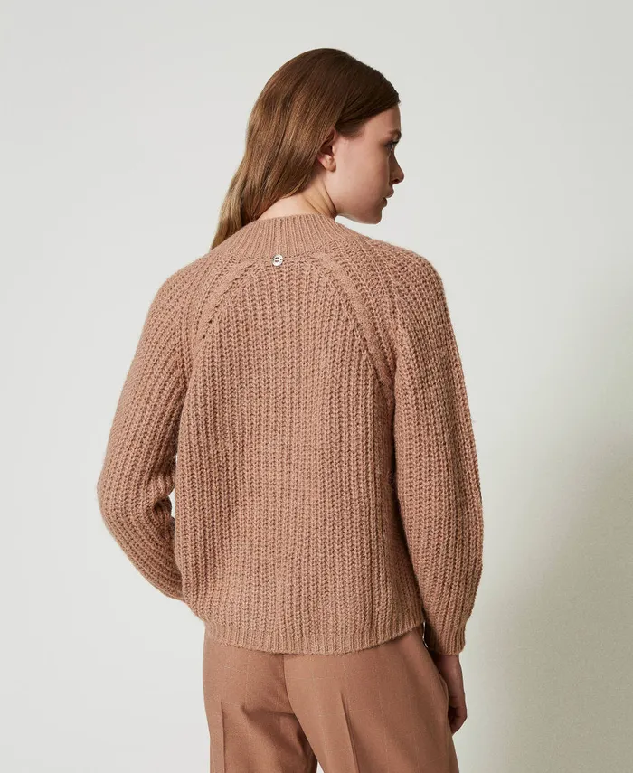 Twinset Rib And Cable Knit Jumper Beaver Brown Women Jumpers And Cardigans Twinset Rib And Cable Knit Jumper Beaver Brown Women Jumpers And Cardigans