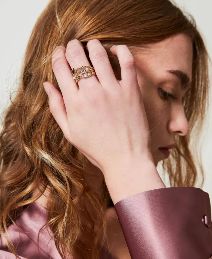 Twinset Ring With Pearls And Oval T New Gold Women Jewellery Twinset Ring With Pearls And Oval T New Gold Women Jewellery
