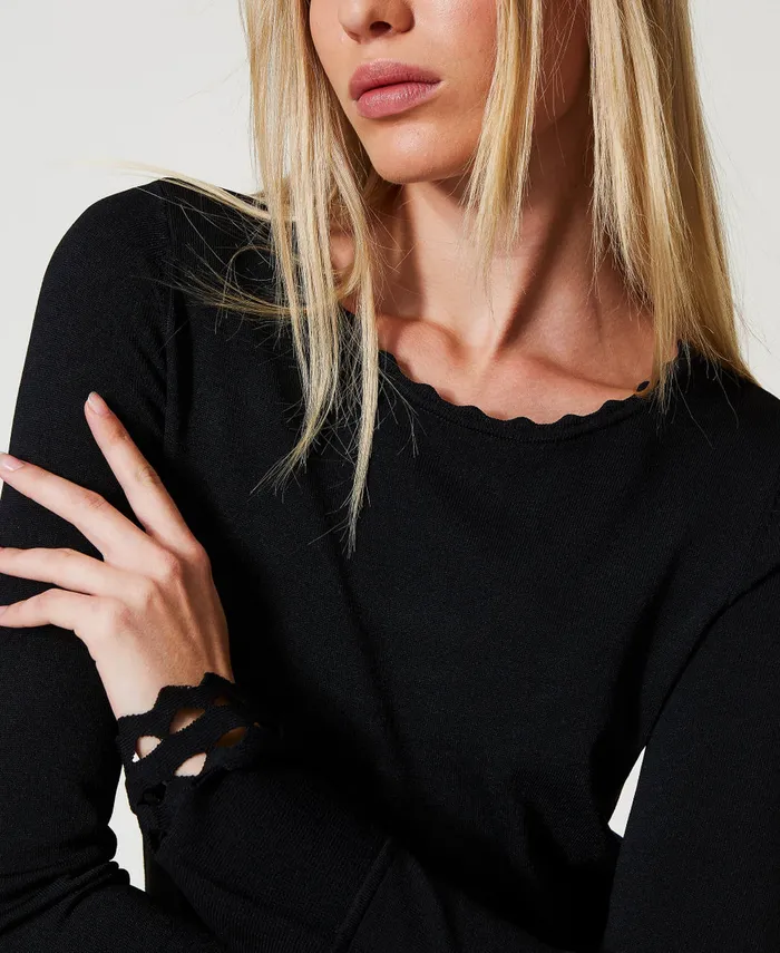 Twinset Short Dress With Geometric Pattern Black Women Dresses Twinset Short Dress With Geometric Pattern Black Women Dresses